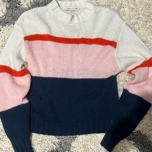 Rebecca Minkoff Colorblock Crewneck Sweater in White, Pink, Navy & Orange